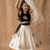 New latest kids off-white silk lehenga with black velvet choli & deer embroidery motif
