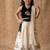New latest kids off-white silk lehenga with black velvet choli & deer embroidery motif
