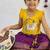 Kids latest collection girls yellow & wine purple pattu pavadai lehenga set with ruffle sleeves