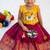 New trendy designer kids girls yellow & red silk pichwai cow motif lehenga choli set