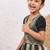 New kids trendy jet black traditional langa voni lehenga set with zari koti jacket