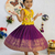 Kids latest collection girls yellow & wine purple pattu pavadai lehenga set with ruffle sleeves