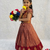 New designer girls rust red silk traditional langa voni lehenga set with koti jacket