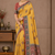 yellow printed pasmina print with dori silk saree
