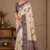cream-grey printed pasmina print with dori silk saree