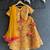 Mustard yellow embroidered cotton silk lehenga set