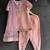 Pastel peach printed cotton silk kurti set