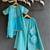 Turquoise blue embroidered cotton silk gharara set