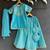 Turquoise blue embroidered cotton silk gharara set