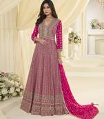 Rani pink heavy georgette sequence work anarkali gown set