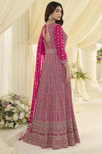 Rani pink heavy georgette sequence work anarkali gown set