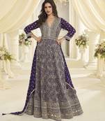 Purple heavy georgette sequin work anarkali gown set
