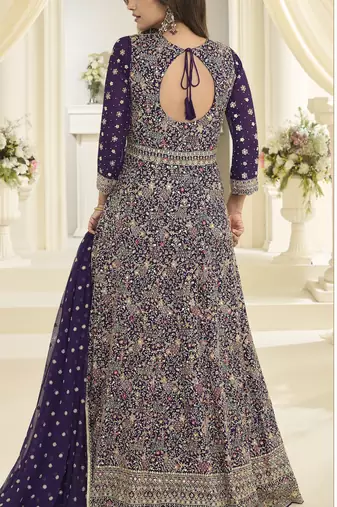 Purple heavy georgette sequin work anarkali gown set