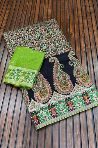 black siroski diamonds twins figure with rich pallu pasmina silk saree
