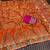 orange siroski diamonds twins figure with rich pallu pasmina silk saree