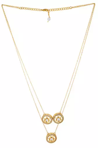 gold plated triple layer kundan necklace