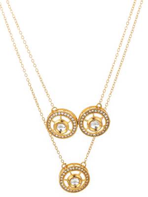 gold plated triple layer kundan necklace 3