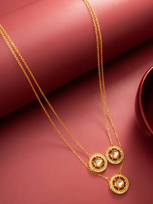 gold plated triple layer kundan necklace 1