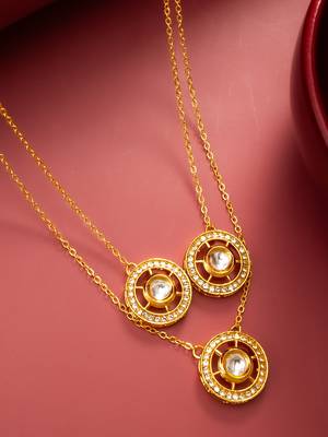 gold plated triple layer kundan necklace 5