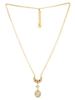 gold plated crescent kundan pendant necklace 1