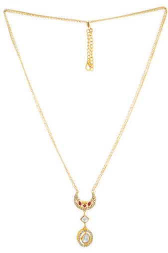 gold plated crescent kundan pendant necklace