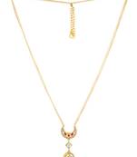 gold plated crescent kundan pendant necklace