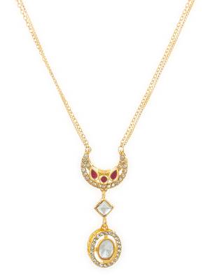 gold plated crescent kundan pendant necklace 2
