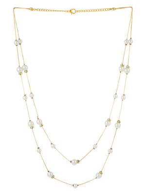 gold plated double strand pearl necklace 2