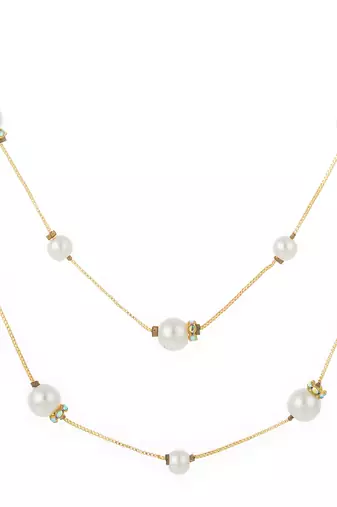 gold plated double strand pearl necklace