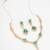 party wear rose gold emerald green stone y-drop necklace set with marquise drop earrings