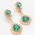 party wear rose gold emerald green stone y-drop necklace set with marquise drop earrings