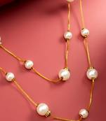 gold plated double strand pearl necklace