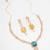 reception wear rose gold teal and yellow pendant necklace set with tassel drop and cushion stone earrings