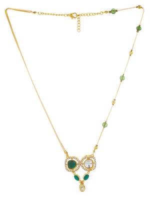 gold plated green stone kundan necklace 2