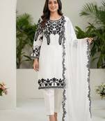 white georgette sequins embroidered suit