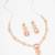 reception wear rose gold pink and green pendant necklace set with cushion stone drop and geometric earrings