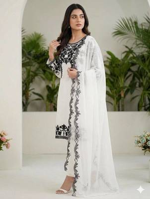 White fox georgette sequence embroidered suit 2