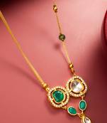 gold plated green stone kundan necklace