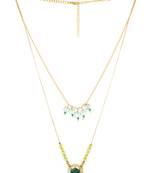 gold plated green hexagon pendant necklace
