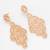 party wear rose gold peach necklace set with cascading bib design and chandelier drop earrings