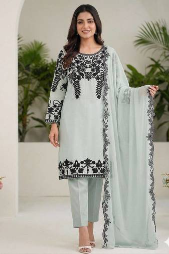Seagreen fox georgette sequence embroidered suit