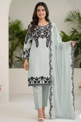 Seagreen fox georgette sequence embroidered suit