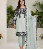 seag reen georgette sequins embroidered suit