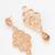 party wear rose gold peach necklace set with cascading bib design and chandelier drop earrings