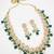 bridal gold-plated kundan crescent motif long necklace set with emerald crystals and pearl drops