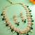 bridal gold-plated kundan crescent motif long necklace set with emerald crystals and pearl drops