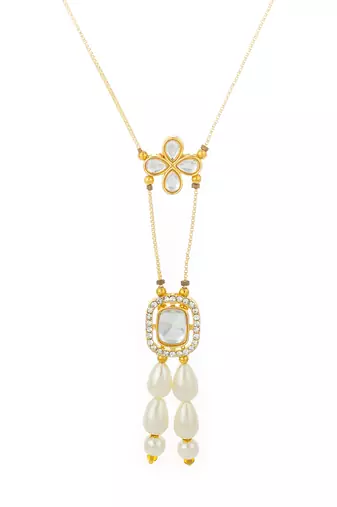 gold plated kundan pearl necklace