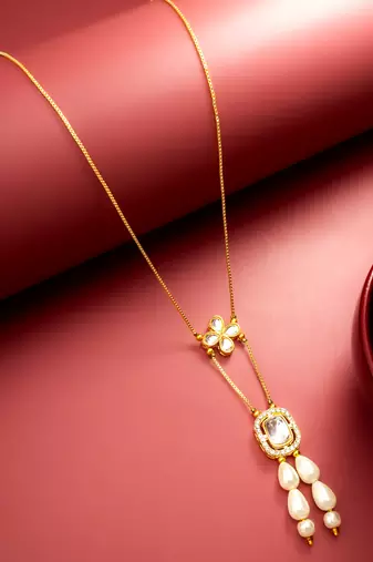gold plated kundan pearl necklace