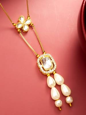 gold plated kundan pearl necklace 1