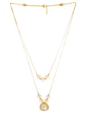 gold plated double layer kundan necklace 2